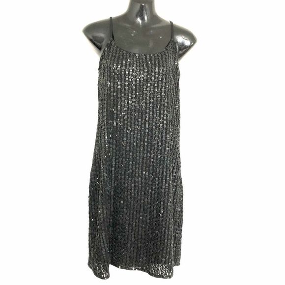 JAYE.E black matte sequin shift dress scoop neck - Picture 8 of 8